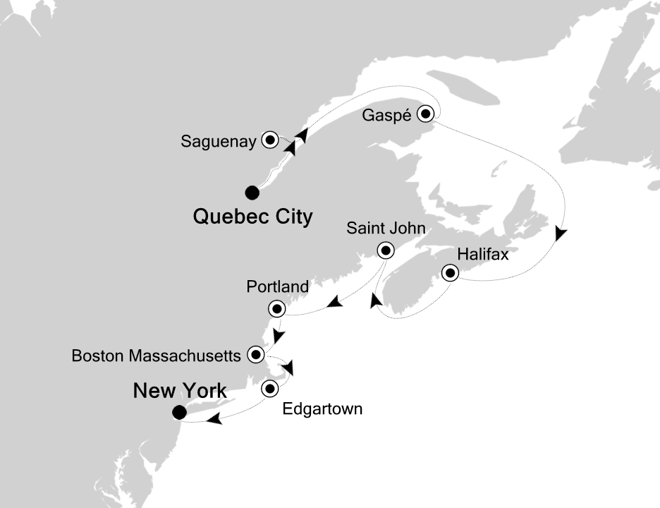 Canada & New England Cruise Itinerary Map